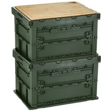 까사마루폴딩박스  까사마루 대용량 캠핑 폴딩박스 75L 2P + 원목 상판 1P 카키(폴딩박스) 1세트 