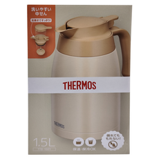 THERMOS 膳魔師 不銹鋼真空保溫壺, 1.5L, 奶油白, 1個
