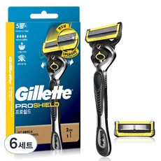 Gillette 吉列 Pro Shield黃色手動刮鬍刀手把+刮鬍刀片 2入組, 6套