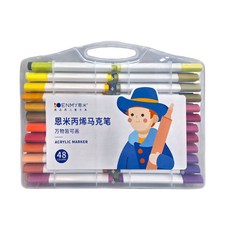 ENMy 恩米 丙烯麥克筆套裝，可疊色不透明，超強覆蓋力，黑卡紙也能畫, 48色, 1盒