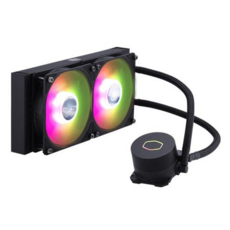 COOLER MASTER 酷碼 MasterLiquid 240L Core ARGB, 極簡外觀高效散熱, 雙腔泵, 銅底座, 120mm ARGB風扇, 黑色, 1個