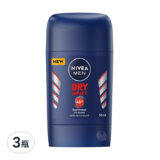 NIVEA 妮維雅 男士止汗爽身乳膏 Pro升級 乾適活力 48小時長效乾爽, 50ml, 3瓶