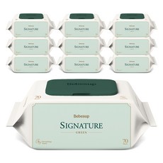베베숲 시그니처 그린 유아물티슈, 70g, 70매, 10개