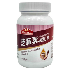 NutriMate 你滋美得 芝麻素 + 蝦紅素 軟膠囊, 702mg, 30顆, 1罐