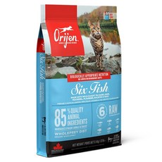 Orijen 歐睿健 台灣公司貨 全齡貓 無穀配方 乾飼料, 六種鮮魚, 5.4kg, 1袋