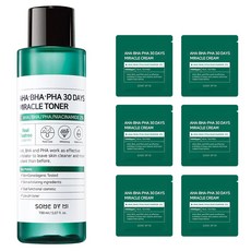 lbha 썸바이미 아하 바하 파하 30 데이즈 미라클 토너 150ml + 미라클 크림 샘플 파우치 6p 1세트