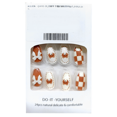 穿戴甲 立體彩繪款美甲貼片 Set 24片, ZK052, 1盒