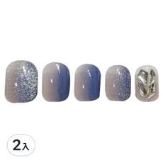 寶拉美甲 星月蝴蝶貓眼美甲貼片 CP89084, 短款 2入組, 2入
