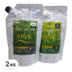 투에이산업 명품 에센스 칼라 크림 염색제 1제 500ml + 2제 500ml, 1N 흑색, 2세트