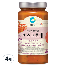 청정원 크랩&생크림 비스크로제 스파게티 파스타소스, 600g, 4개
