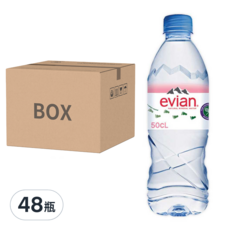 依雲 evian 法國原裝版 天然礦泉水 500ml 24入/箱, 48瓶