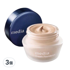 media 媚點 台灣公司貨 極上粉嫩保濕粉底霜 25g, 亮膚色, 3罐