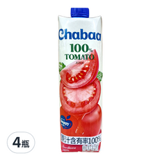CHABAA 啜吧 100% 番茄汁, 1L, 4瓶
