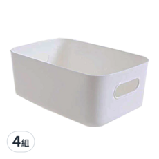 日式儲物盒/收納盒 Set 5, 清新日系設計，堅固耐用，白色，中號, 4組