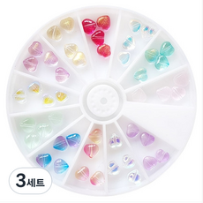 NAILROOM 네일 파츠 no 338 글라스물방울스톤세트, 3세트, no.344 글라스하트스톤세트