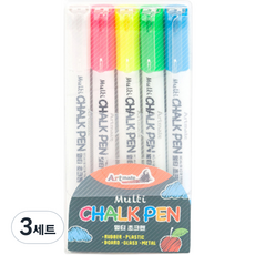 Artmate 多功能白板筆組, 白+黃+粉+綠+藍, 3套
