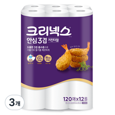 크리넥스 안심 3겹 키친타월 120p, 12개입, 3개