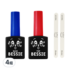 BESSIE 基礎底層凝膠 Set, 含基礎底層凝膠 11ml*1 瓶+表層保護凝膠 11ml*1 瓶+薄型指甲銼條*2, 基礎底層凝膠11ml*1瓶+表層保護凝膠11ml*1瓶+指甲銼條*2支, 4組