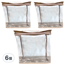 萬用透明收納袋, 奶茶色, 6個