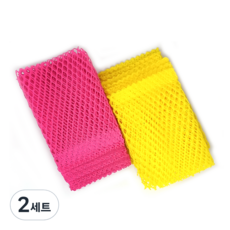 콘실 PLA 생분해되는 식기세척용 수세미 핑크 6p + 옐로우 6p 세트, 2세트