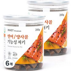 인벳 강아지용 프리미엄 져키, 200g, 6개, 연어 + 양사골 혼합맛