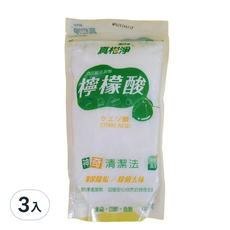 真柑淨 檸檬酸補充包, 400g, 3包入 - 天然檸檬酸清潔劑，有效去除水垢、異味，讓飲水更安心, 3包