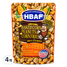 HBAF 넛츠앤스낵스 군옥수수맛 땅콩 앤 콘프라이즈, 400g, 4개