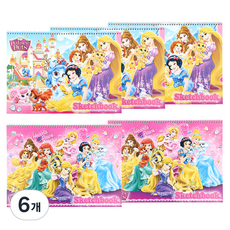 디즈니 프린세스 여아용 매수 많은 스케치북 5p 랜덤 발송, 345 x 250 mm, 14매, 6개