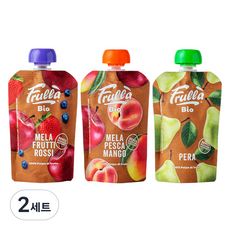 푸루라퓨레 유기농 생과일 혼합맛 사과 블루베리 딸기 + 사과 복숭아 망고 + 배 100g 세트, 2세트