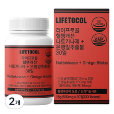  라이프토콜 혈행개선 나토키나제 + 은행잎추출물 30일 15g 30정 2개 