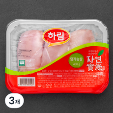 하림 자연실록 무항생제 인증 닭가슴살 (냉장), 400g, 3개
