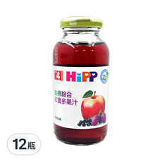 HiPP 喜寶 有機綜合紅寶多果汁, 4個月以上寶寶適用，原汁含有率99.94%, 200ml, 12瓶