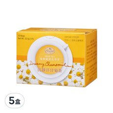 Magnet 曼寧 洋甘菊茶, 柔和甘菊香, 舒緩身心壓力, 無咖啡因茶包, 15包, 1.5g, 5盒