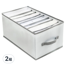 衣物分隔收納盒組 Set 2入, 加厚PP板材質, 防水設計, 多格分隔, 四邊加厚提手, 40.5 x 24.5 x 20.2cm, Y753, 2組
