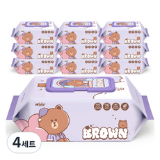 아이러브베베 라인프렌즈 드림브라운 물티슈 캡형 10p + 휴대용 물티슈 랜덤발송 2p 세트, 75g, 4세트