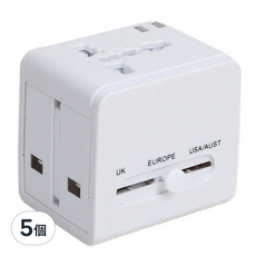 DTAudio 1500W萬國旅行充, 適用多國, 帶USB-A/多國插座, 寬電壓設計, 6cm, 白色, 5個