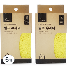 생활미소 펄프 수세미, 2개, 6개