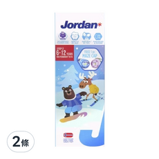 JORDAN 兒童牙膏 (6-12歲), 清新水果味, 1000ppm 含氟量, 2條