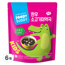 푸디버디 유아용 한우 소고기미역국, 180g, 6개 - 뽀로로미역국