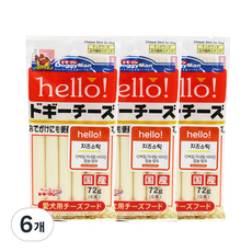  도기맨 헬로 치즈 스틱 강아지 간식 6p, 6개, 치즈맛 