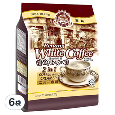 COFFEE TREE 咖啡樹 牌金裝檳城白咖啡 二合一 咖啡和奶精, 30g, 15包, 6袋