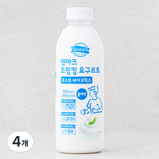 덴마크 드링킹 요구르트 포스트 바이오틱스 플레인, 750ml, 4개