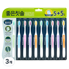 바른생활 좋은칫솔 초극세모, 10개입, 3개