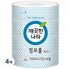 깨끗한나라 ECO 2겹 점보롤 화장지, 300m, 4롤, 4개