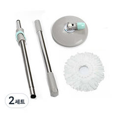 회전 청소기 밀대봉 + 회전판 + 리필걸레, 2세트