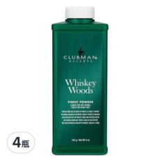 Clubman 威士忌森林爽身粉,255g,4瓶, 乾爽舒適，散發成熟男人魅力