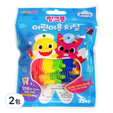 Pinkfong 碰碰狐 兒童專用安全牙線 32支, 可愛鯊魚造型, 2包