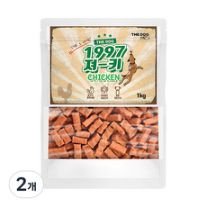 더독 강아지 간식 1997 져키 1kg, 치킨맛, 2개