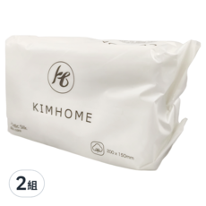 Kimhome 保柔洗臉巾，棉柔纖維，不掉絮，水刺工藝，柔韌耐用，乾濕兩用，多功能適用, 平紋款, 2組