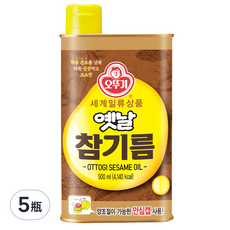 OTTOGI 不倒翁 Yetnal 古早味芝麻油 500ml，100%純芝麻油，按壓式設計, 5瓶